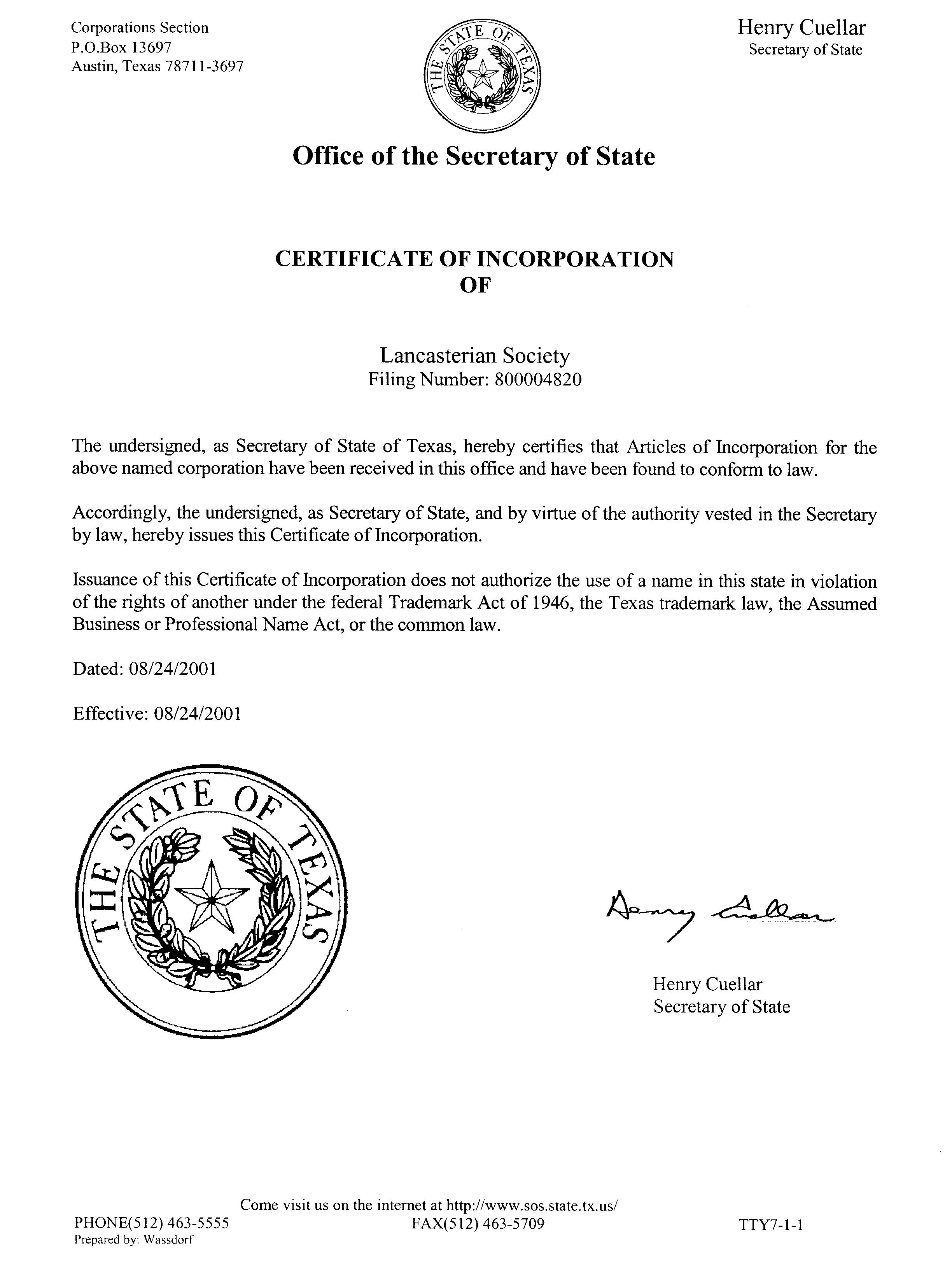Corporate Charter